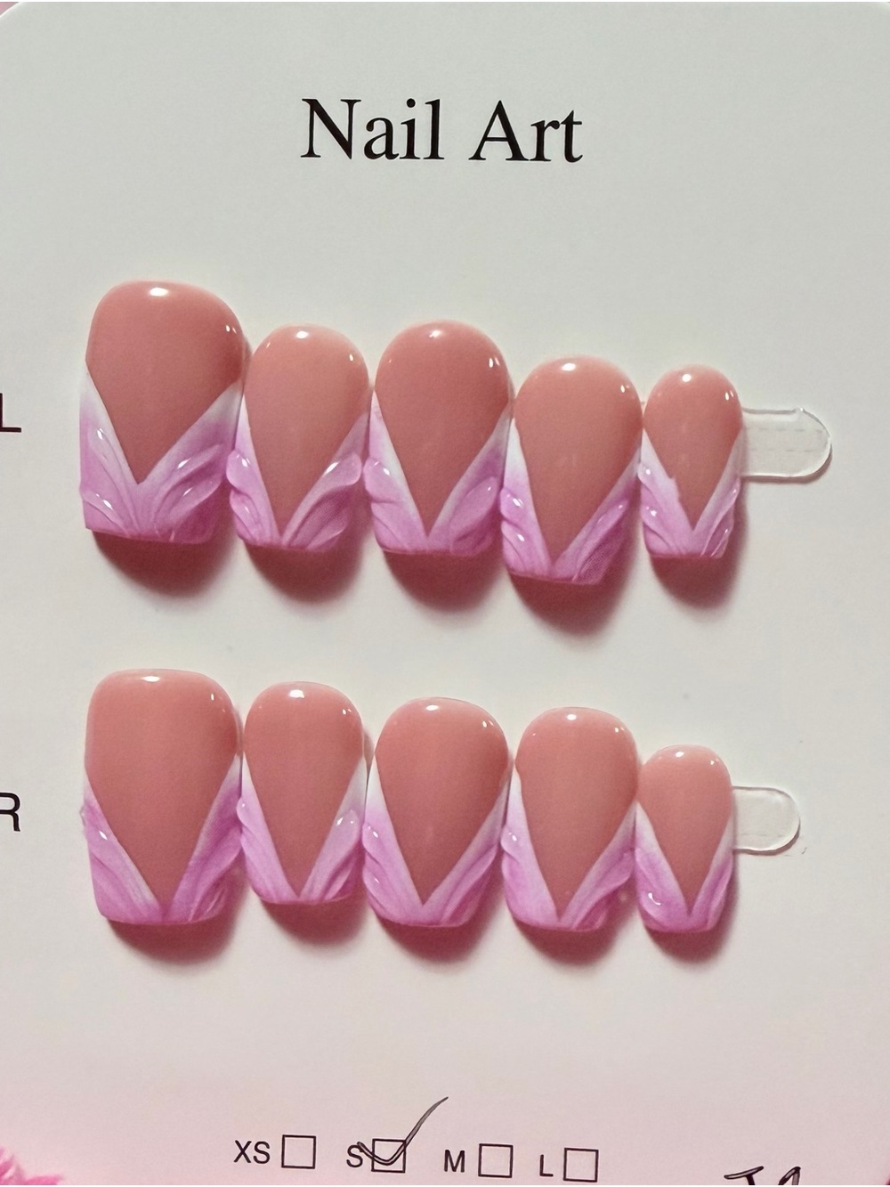 Pink V-Shaped Accent Press-On Nail Set